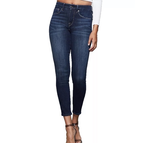 Good American Good Legs Skinny High Rise Crop Jeans Blue260 Distressed Size 30 - Picture 1 of 7